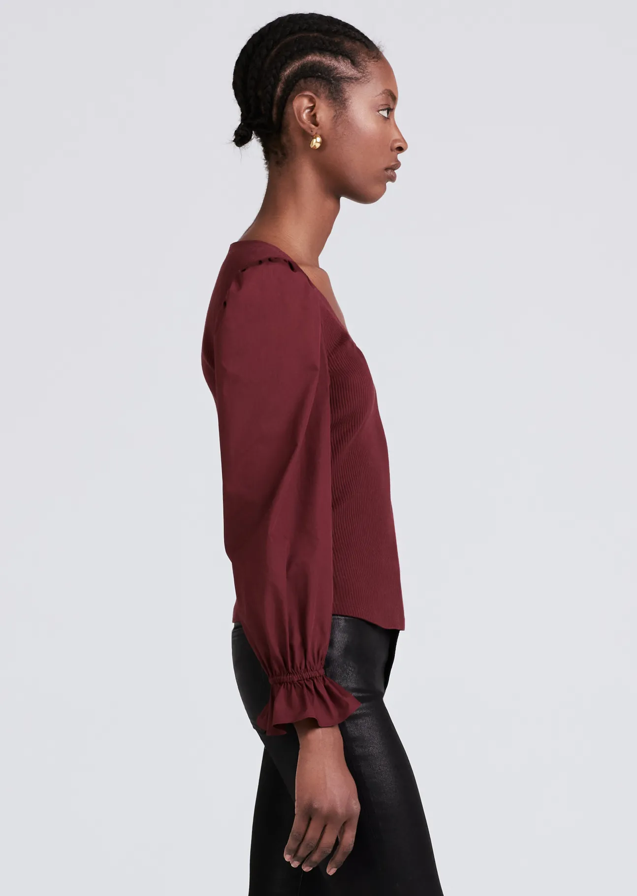 Aishah Scoop Neck Long Sleeve Ribbed Top