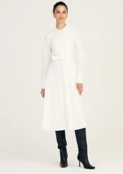 Annette Long Sleeve Pleated Shirt Dress