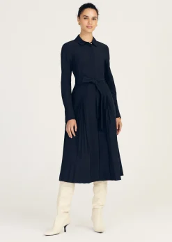 Annette Long Sleeve Pleated Shirt Dress