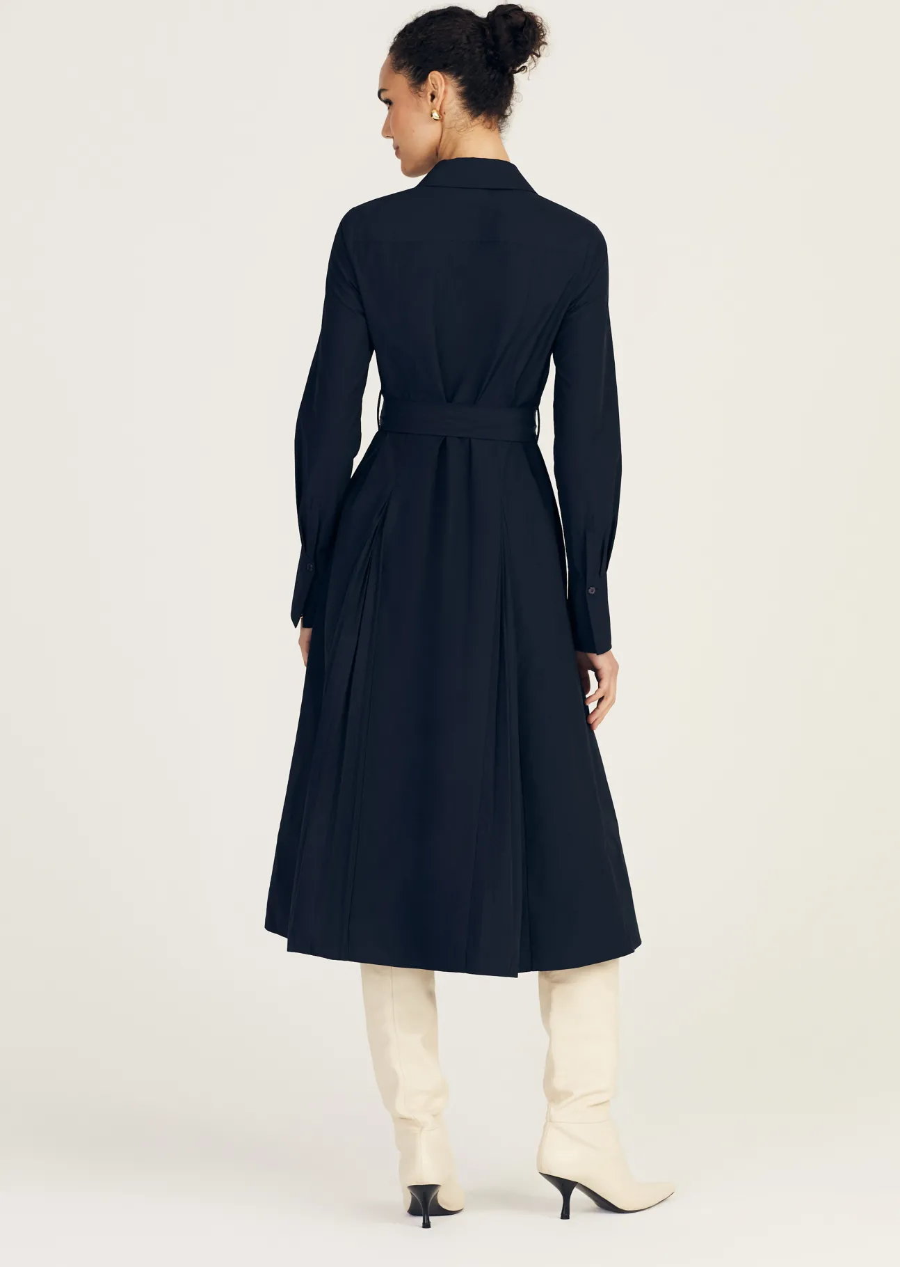 Annette Long Sleeve Pleated Shirt Dress