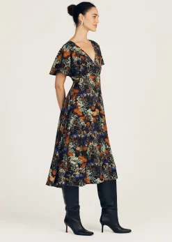 Cecile Flutter Sleeve Midi Dress