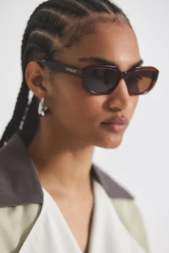Fidela Angular Chunky Oval Sunglasses