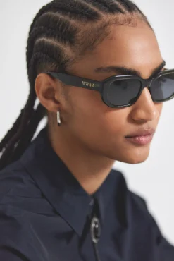 Fidela Angular Chunky Oval Sunglasses
