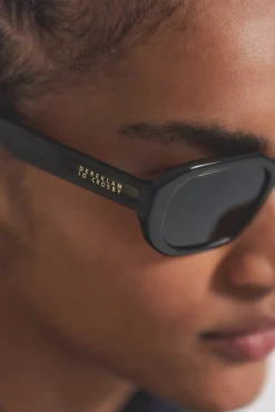 Fidela Angular Chunky Oval Sunglasses