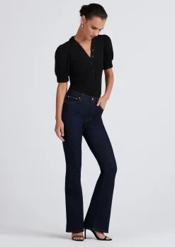 Heather V-Neck Puff Sleeve T-Shirt