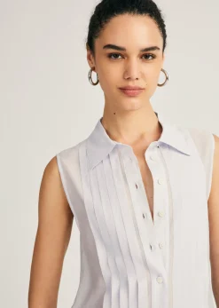 Janet Sleeveless Tuxedo Shirt