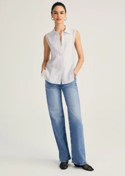 Janet Sleeveless Tuxedo Shirt
