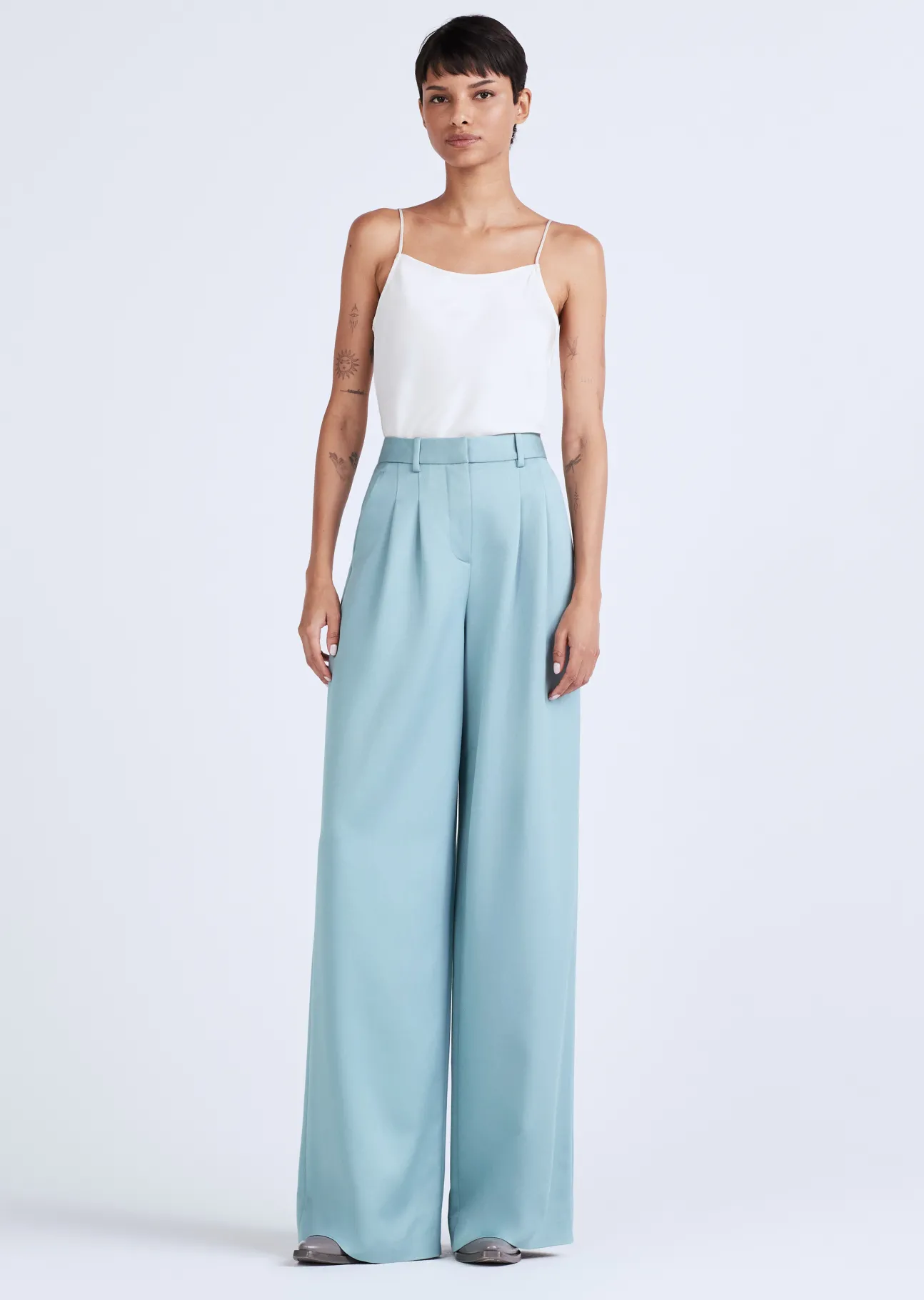 Joetta Wide Leg Pleat Front Trouser