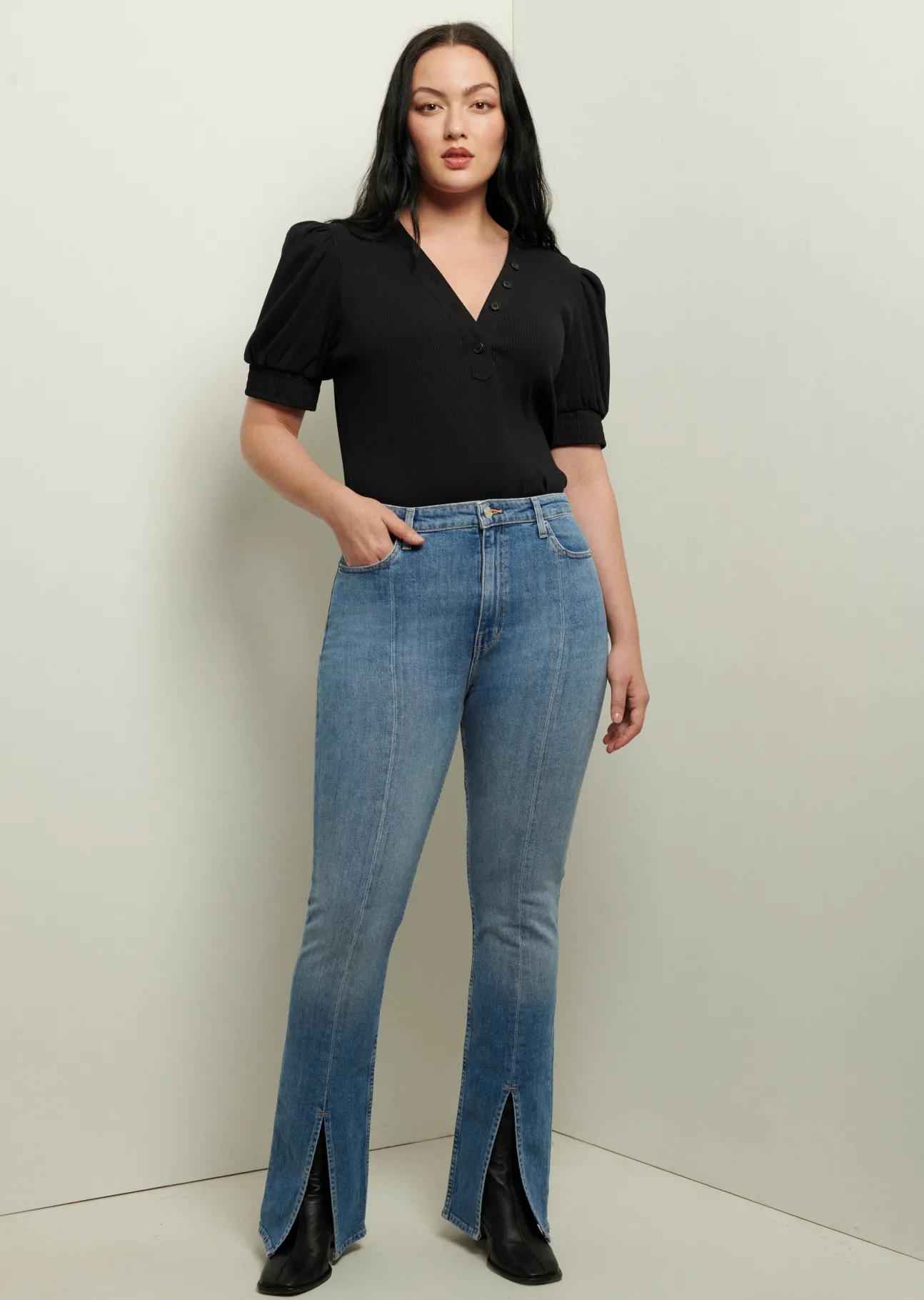 Lucia Front Slit Jeans