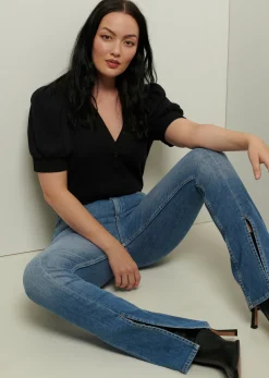 Lucia Front Slit Jeans