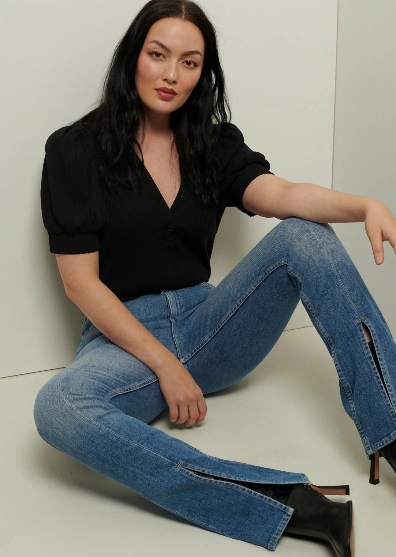 Lucia Front Slit Jeans