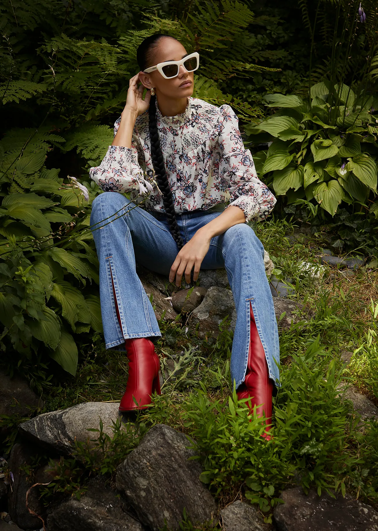 Lucia Front Slit Jeans