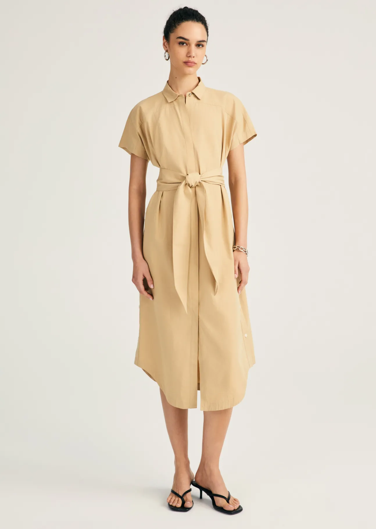 Mikala Short Sleeve Belted Shirt Dress