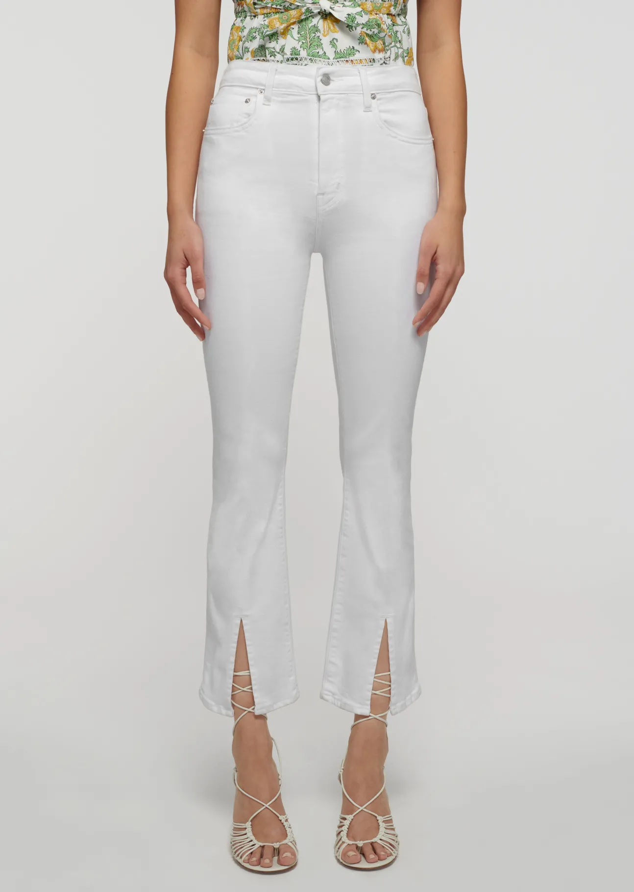 Mira Front Slit Crop Flare Jeans
