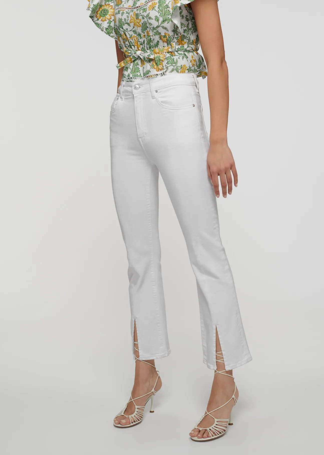 Mira Front Slit Crop Flare Jeans