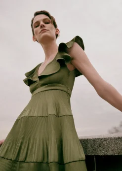 Persis Pleated Ruffle Dress